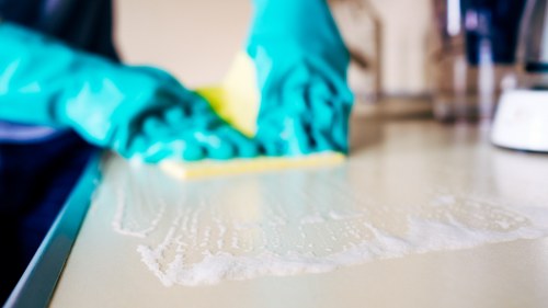 Team assessing carpet cleaning risks in a property